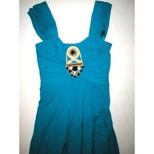 New NWT Ocean Blue Temperley London Dress Womens 12 Evening Gown Jewels Silk Emb